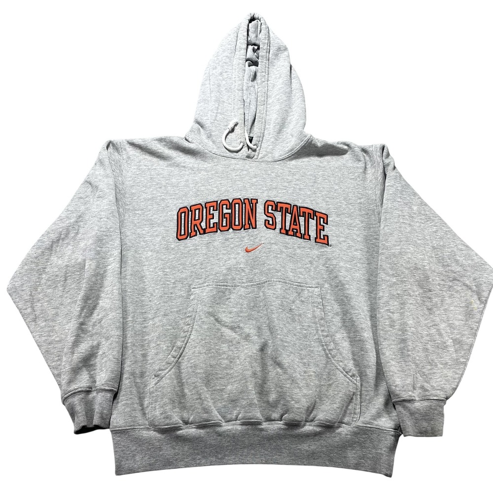 Oregon State Beavers Hoodie Sweatshirt Mens Medium Gray NCAA Basketball Nike VTG